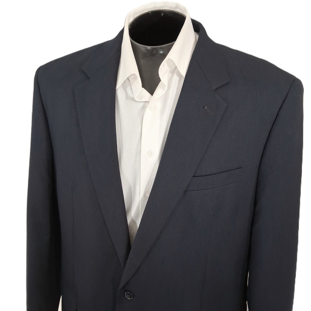 Croft & Barrow Sport Coat Mens‎ 46L Solid Navy Blue Classic Two Button Blazer